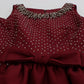Elegant Bordeaux Silk Crystal Gown