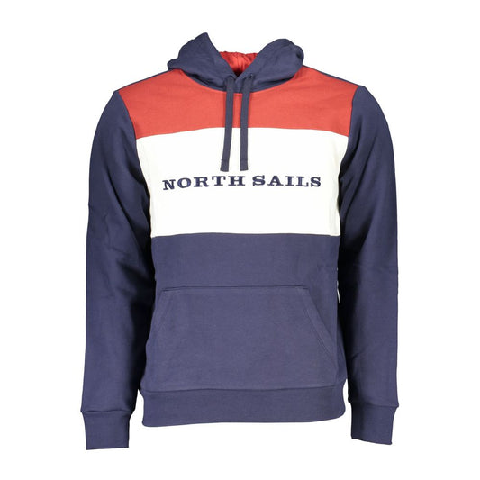 Blue Cotton Men Sweater with Hood
