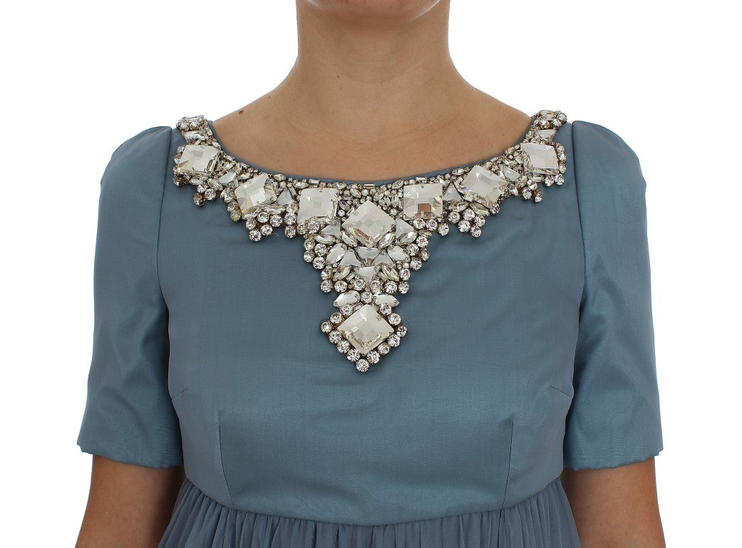 Elegant Crystal-Embellished Silk Gown