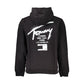 Black Cotton Men Sweater with Hood and Zip Pockets