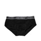 Black Cotton Stretch Logo Print Brief Underwear