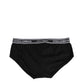 Black Cotton Stretch Logo Print Brief Underwear