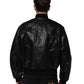 Black Logo Plaque Bomber Full Zipper Jacket