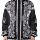 Black Bandana Print Hooded Bomber Jacket