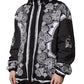 Black Bandana Print Hooded Bomber Jacket