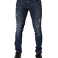 Blue Washed Skinny Cotton Denim Jeans