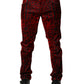 Red Leopard Print Cotton Skinny Denim Jeans