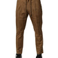 Brown Cotton Chino Mid Waist Men Pants