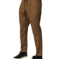 Brown Cotton Chino Mid Waist Men Pants
