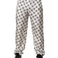 White Floral Silk Casual Lounge Pants