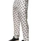 White Floral Silk Casual Lounge Pants