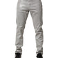 Silver Cotton Stretch Slim Denim Jeans