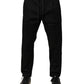 Black Cotton Mid Waist Jogger Pants