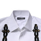White GOLD Embellished Formal Men Dress Shirt