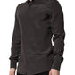 Dark Brown Silk GOLD Men Dress Formal Shirt