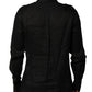 Black Polka Dot Collar Tie Neck Casual Shirt
