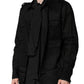 Black Polka Dot Collar Tie Neck Casual Shirt
