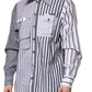 White Gray Striped Cotton Men Casual Shirt