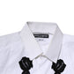 White Floral Embroidery Men GOLD Formal Shirt