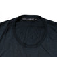 Dark Blue Silk Logo Patch Crew Neck T-shirt