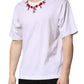 White Embellished Cotton Crew Neck T-shirt