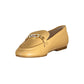 Beige Leather Women Flat Shoe
