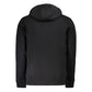 Black Cotton Men Sweater with Hood and Zip Pockets