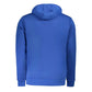 Blue Cotton Men Sweater with Hood and Pockets