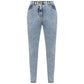 Blue Cotton Women's High-Waisted Jean