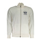 White Cotton Men Sweater With Zip and Pockets