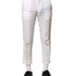 White Linen Mid Waist Cropped Pants