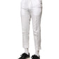White Linen Mid Waist Cropped Pants