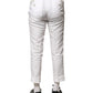 White Linen Mid Waist Cropped Pants