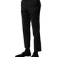 Black Wool Formal Men Cropped Pants