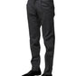 Gray Striped Cotton Formal Pants