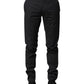 Gray Striped Cotton Formal Pants