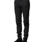 Gray Striped Cotton Formal Pants