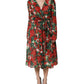 Multicolor Floral Long Sleeves V-neck Dress
