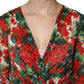 Multicolor Floral Long Sleeves V-neck Dress