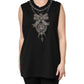 Black Cotton Rhinestone Embellished Tank Top