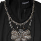 Black Cotton Rhinestone Embellished Tank Top
