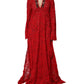 Red Floral Lace Rhinestone Embellished Dress