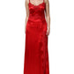 Red Silk Sleeveless Maxi Long Dress