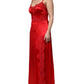 Red Silk Sleeveless Maxi Long Dress