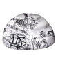 White Polyester Printed Hood Quilted Hat