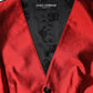 Red Black Button Down Sleeveless Vest Top