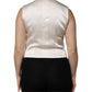 Ivory Cotton Button Down Sleeveless Vest Top