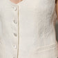 Ivory Cotton Button Down Sleeveless Vest Top