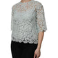 Mint Green Floral Lace Cotton Blouse Top