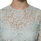Mint Green Floral Lace Cotton Blouse Top